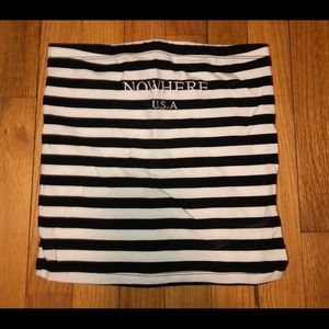 Black and white striped tube top